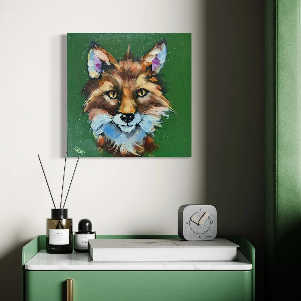 Little fox by Louise Luton in green room setting.jpeg