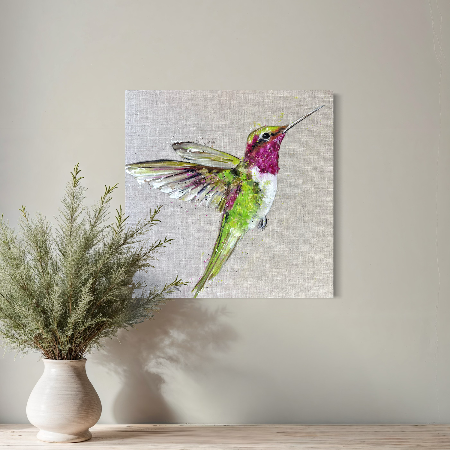 Little humming bird by Louise Luton in neutral room setting.png