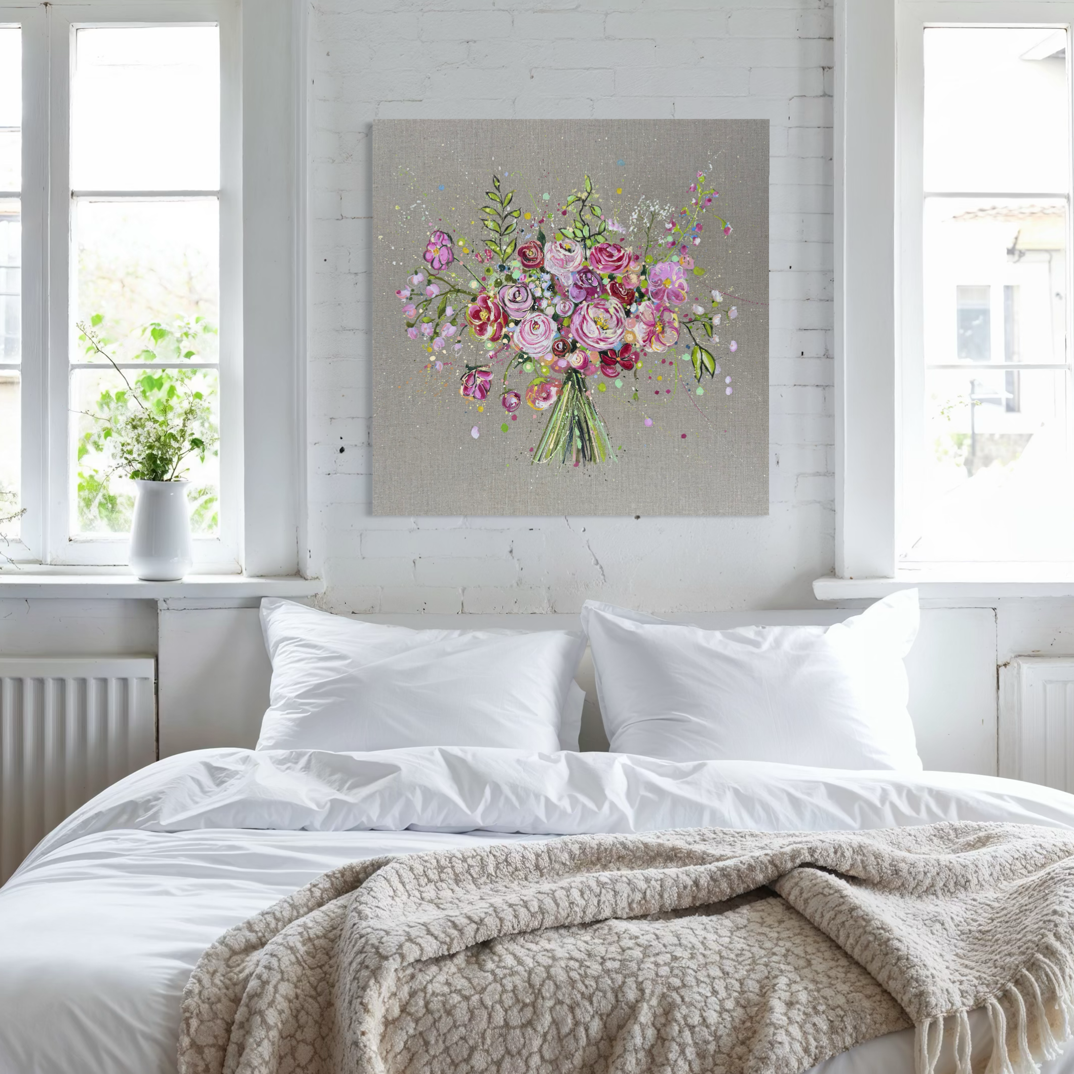 Flower bouquet painting by Louise Luton in white room.png