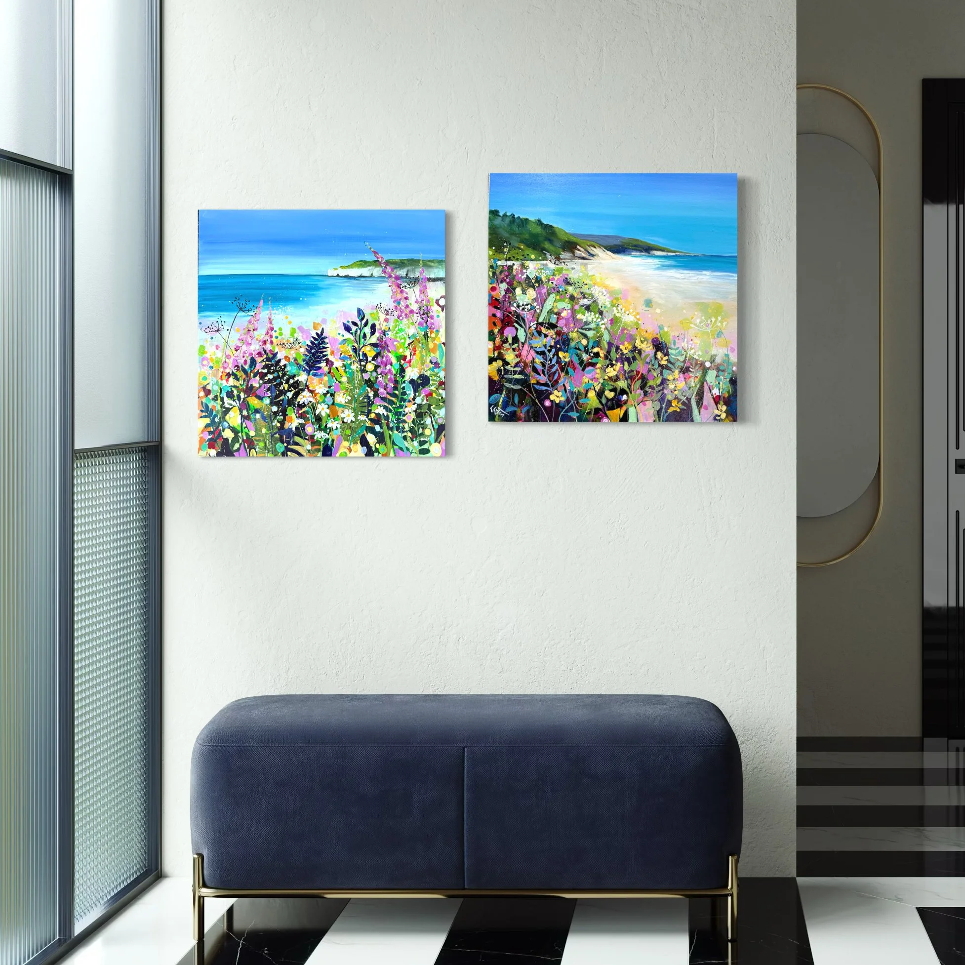 pair of flowery seascapes by Louise Luton .jpeg