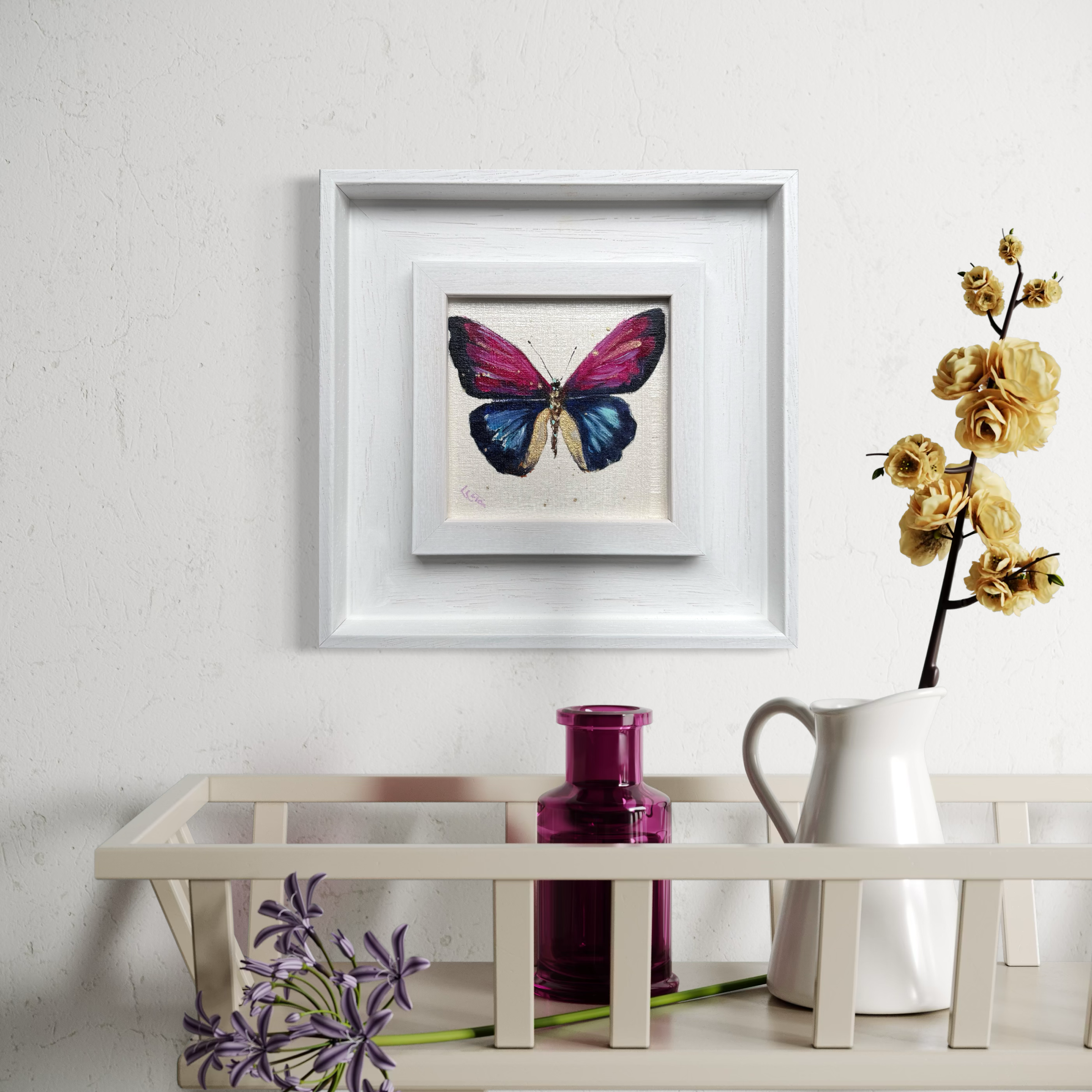 magenta butterfly by Louise Luton in room setting.png