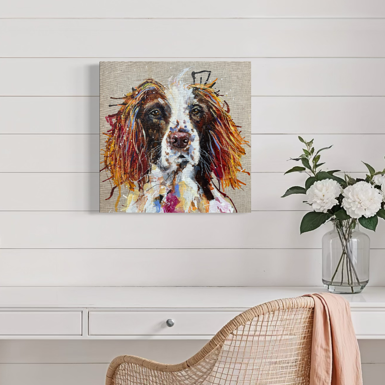 buddy the spaniel painting in white room by Louise Luton.png