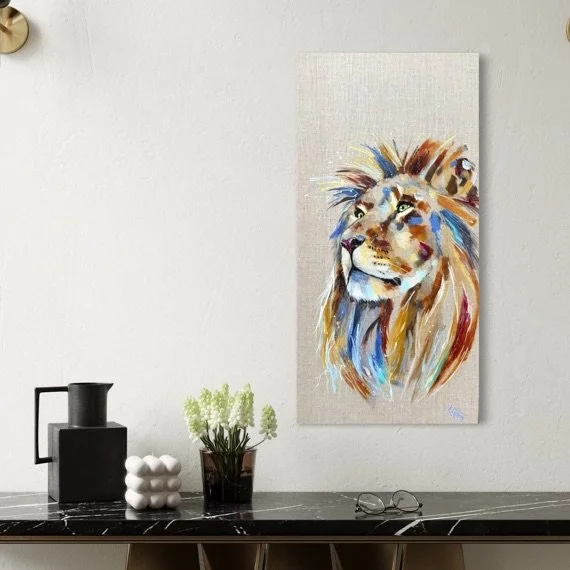lion painting by Louise luton in hall setting.jpg