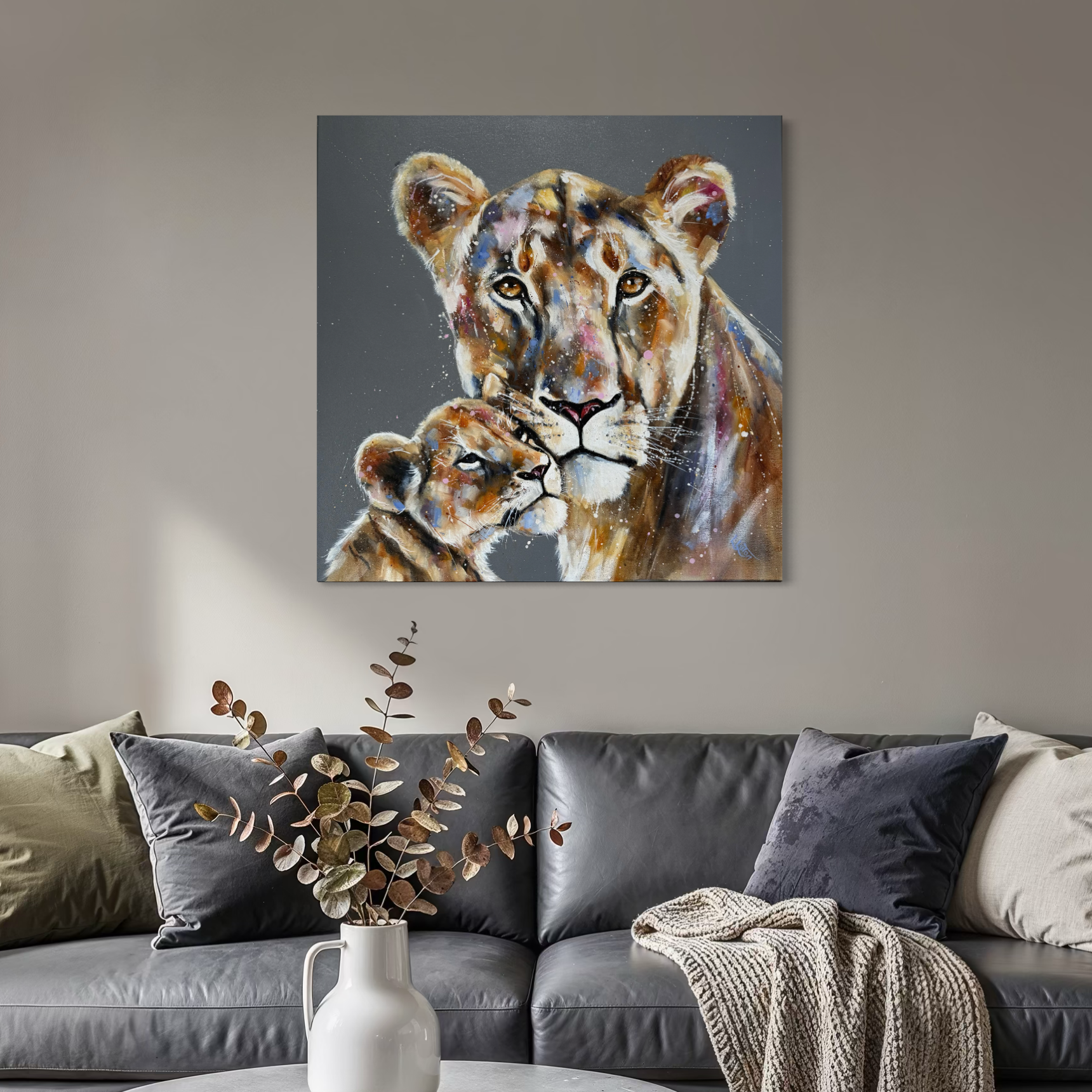 Unbreakable bond by Louise Luton with lioness and cub painting.png