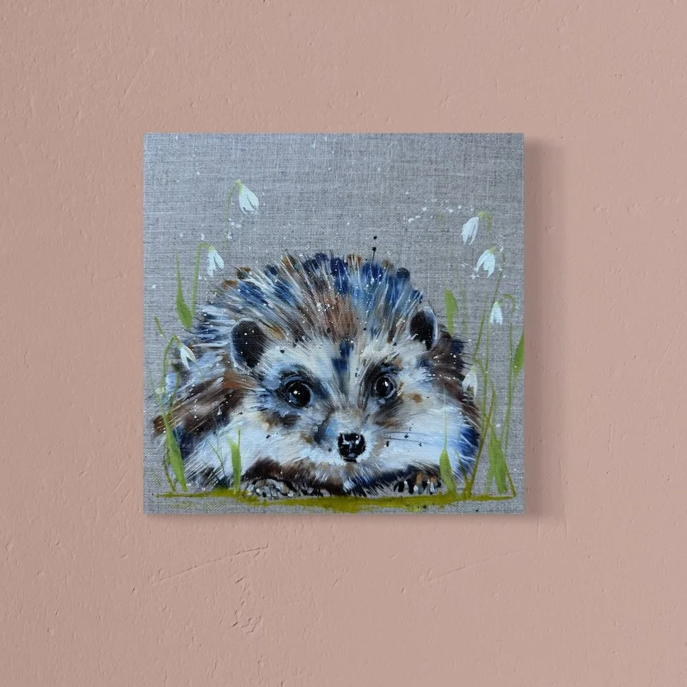 Mini Hedgehog by Louise Luton on pink wall.jpeg