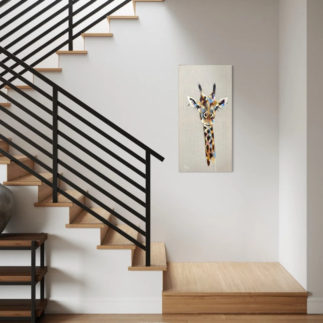 Gracie the giraffe by Louise Luton in stariwell setting.jpg