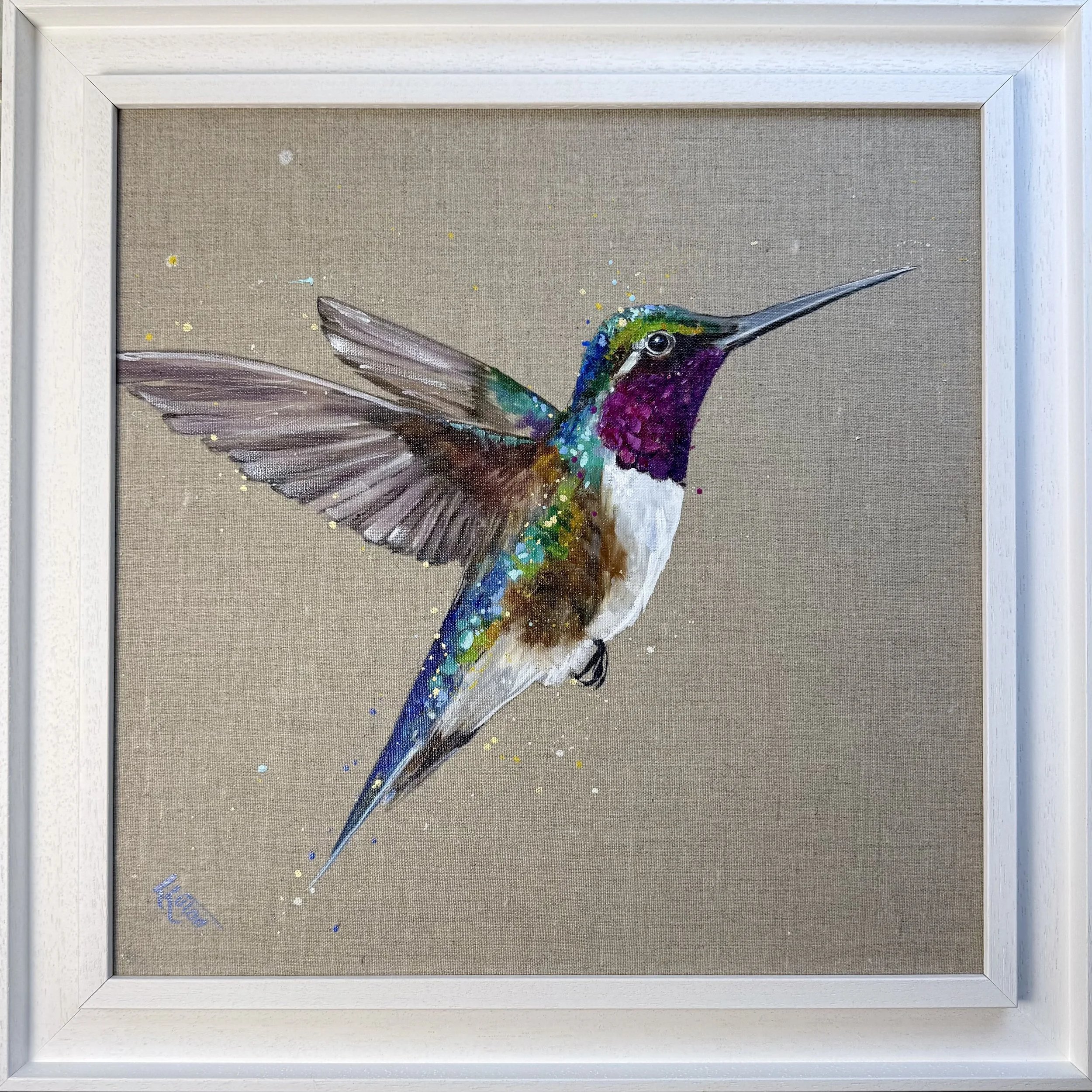 hummingbird painting by Louise Luton framed.jpeg