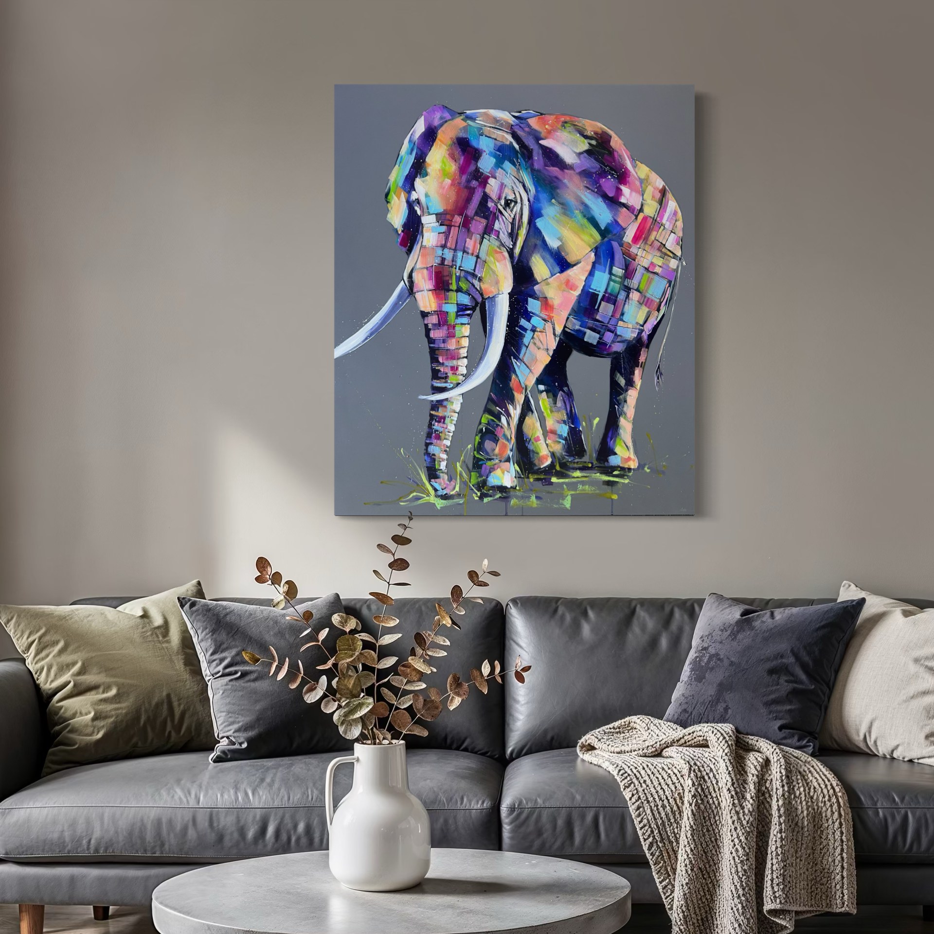 arlo colouful elephant by Louise Luton in room setting.png