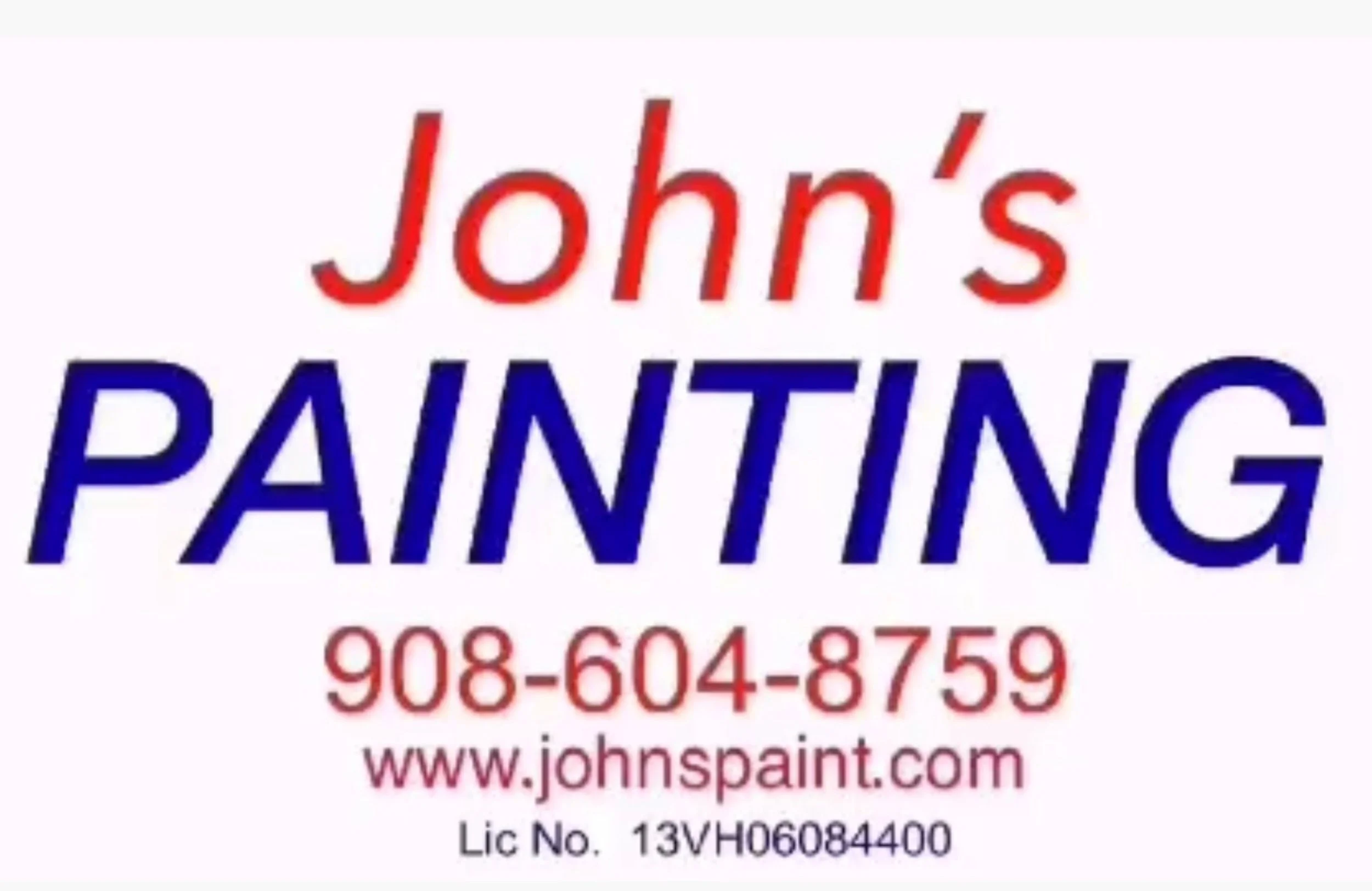 Business card for John's Painting with contact number 908-604-8759 and website www.johnspaint.com.