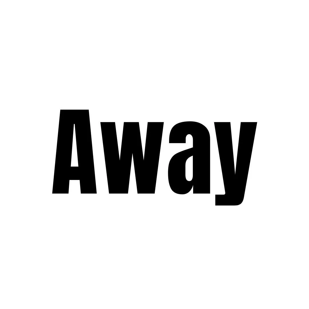The word 'Away' written in bold black letters on a white background.