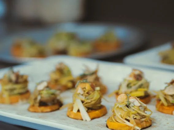 Melted Leeks with Sage on a Bed of Sweet Potato