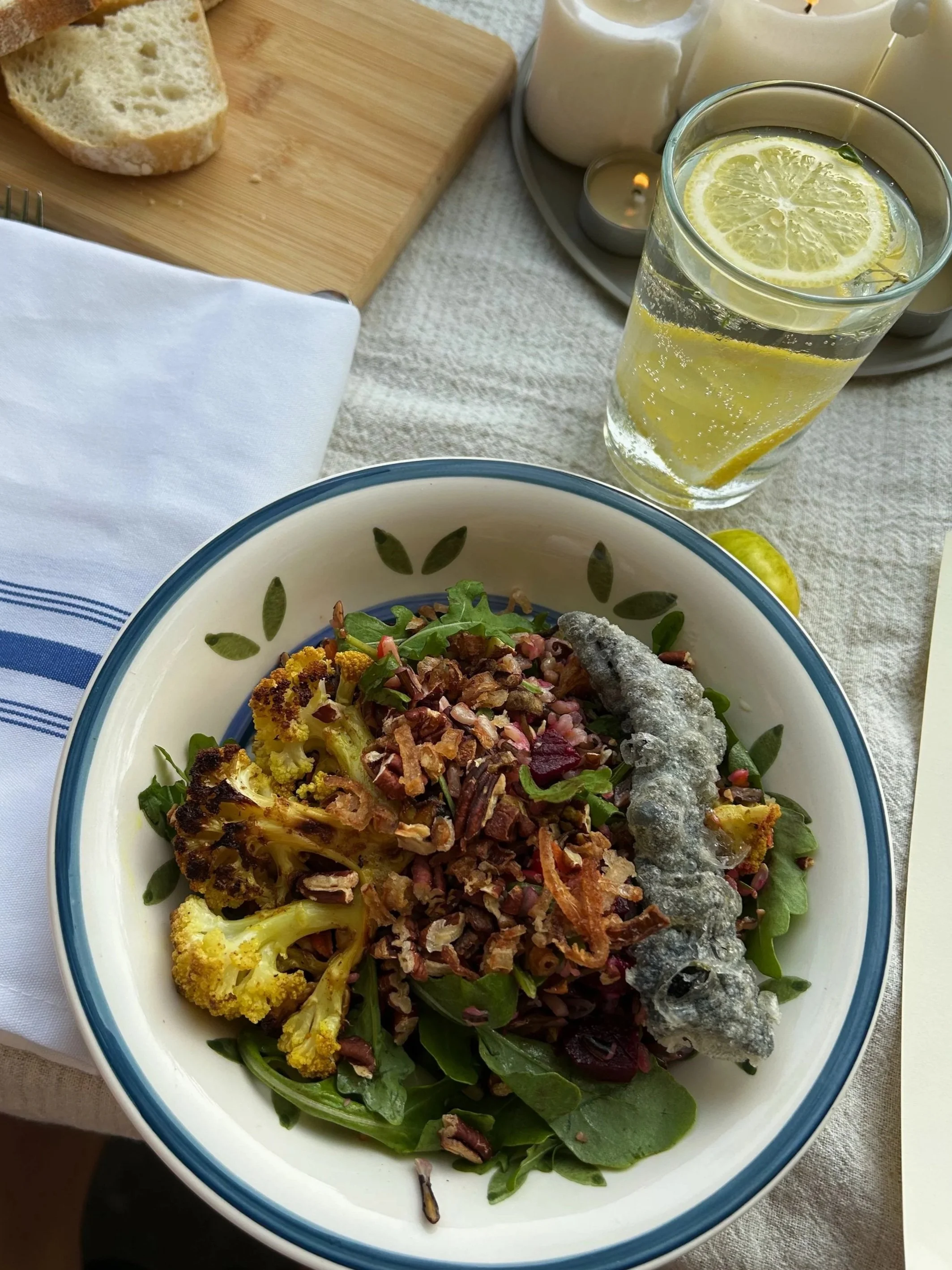 Marinated Beets Wild Rice Salad with Curried Cauliflower Steak
