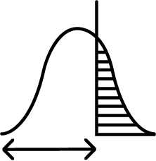 Bell curve distribution graphic representing analytics and measurement.