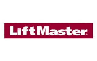 LiftMaster logo with white text on a red background