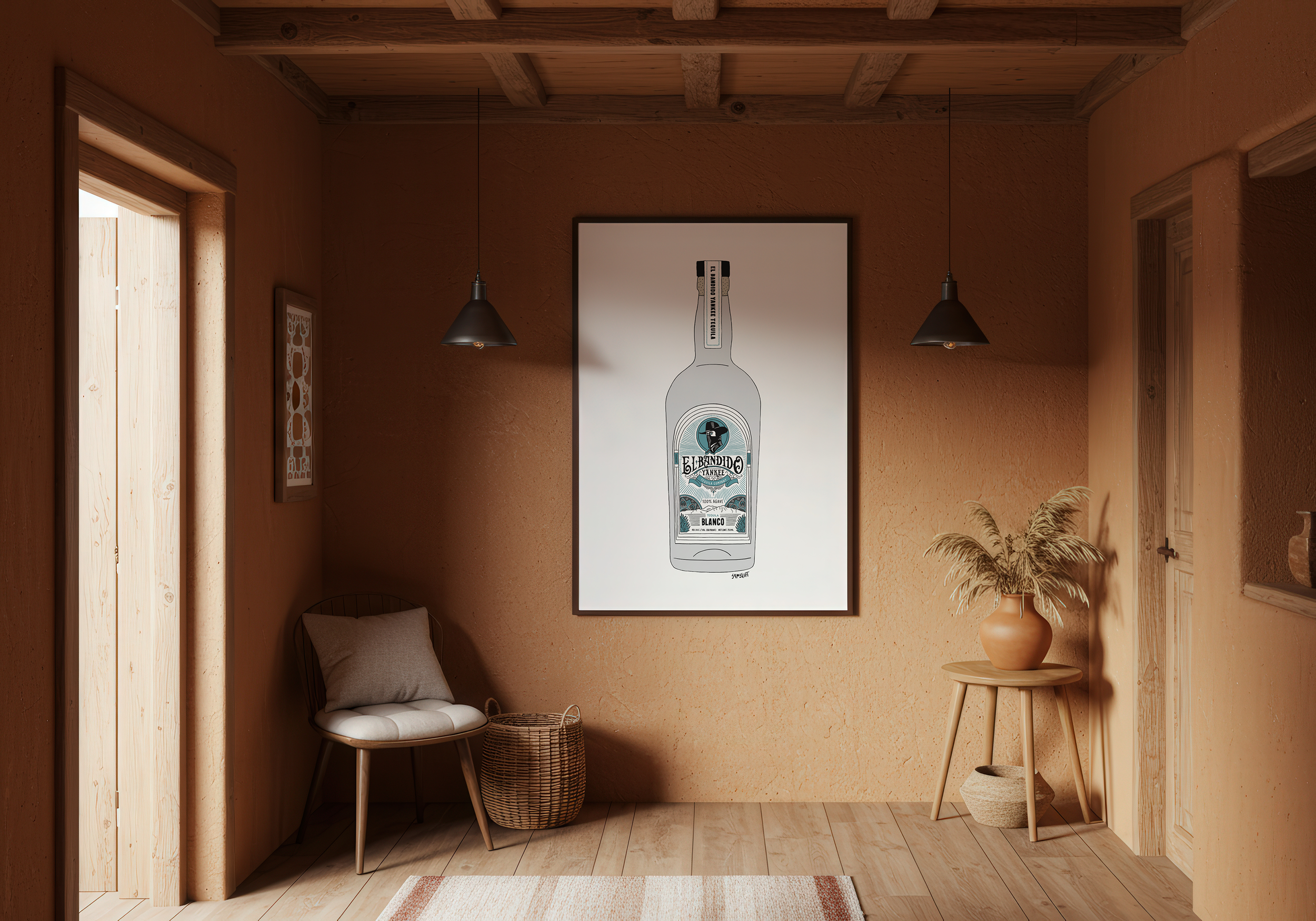 El Bandido Tequila - Hand Illustrated Print