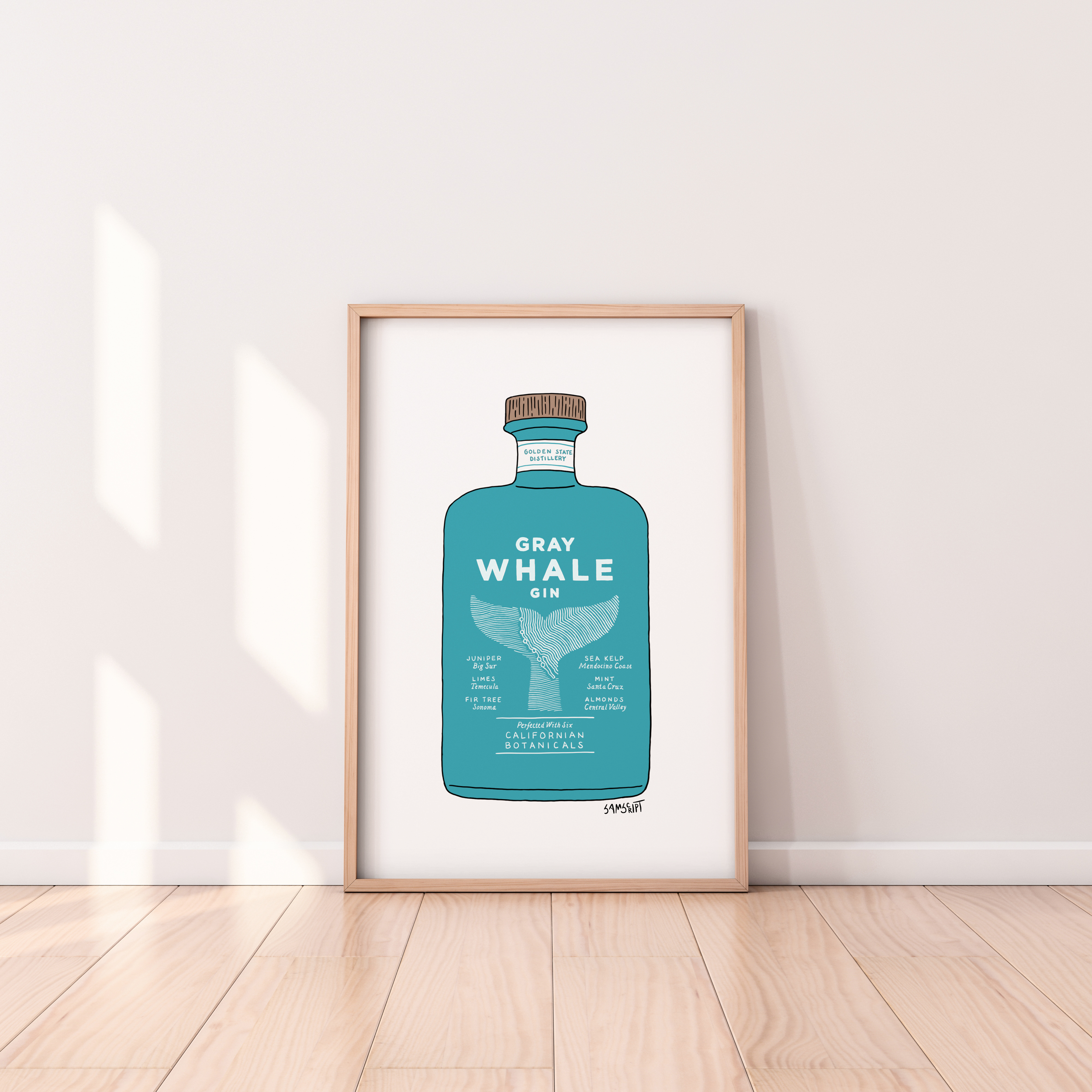 Gray Whale Gin - Hand Illustrated Print