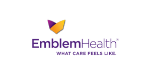 EmblemHealth logo with butterfly icon and the slogan 'What Care Feel Like'
