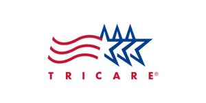 Logo featuring a blue star with red wave lines and the word 'TRIGARE' beneath in red.