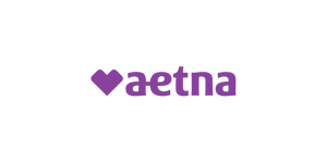 Aetna logo with a purple heart symbol before the company name.