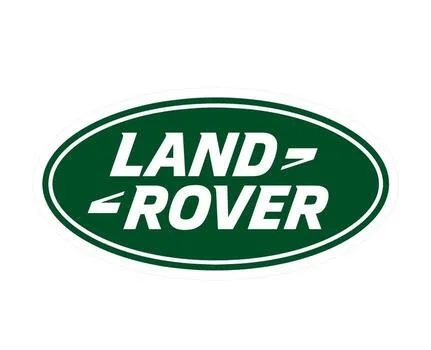 Land Rover logo with green oval background and white text.