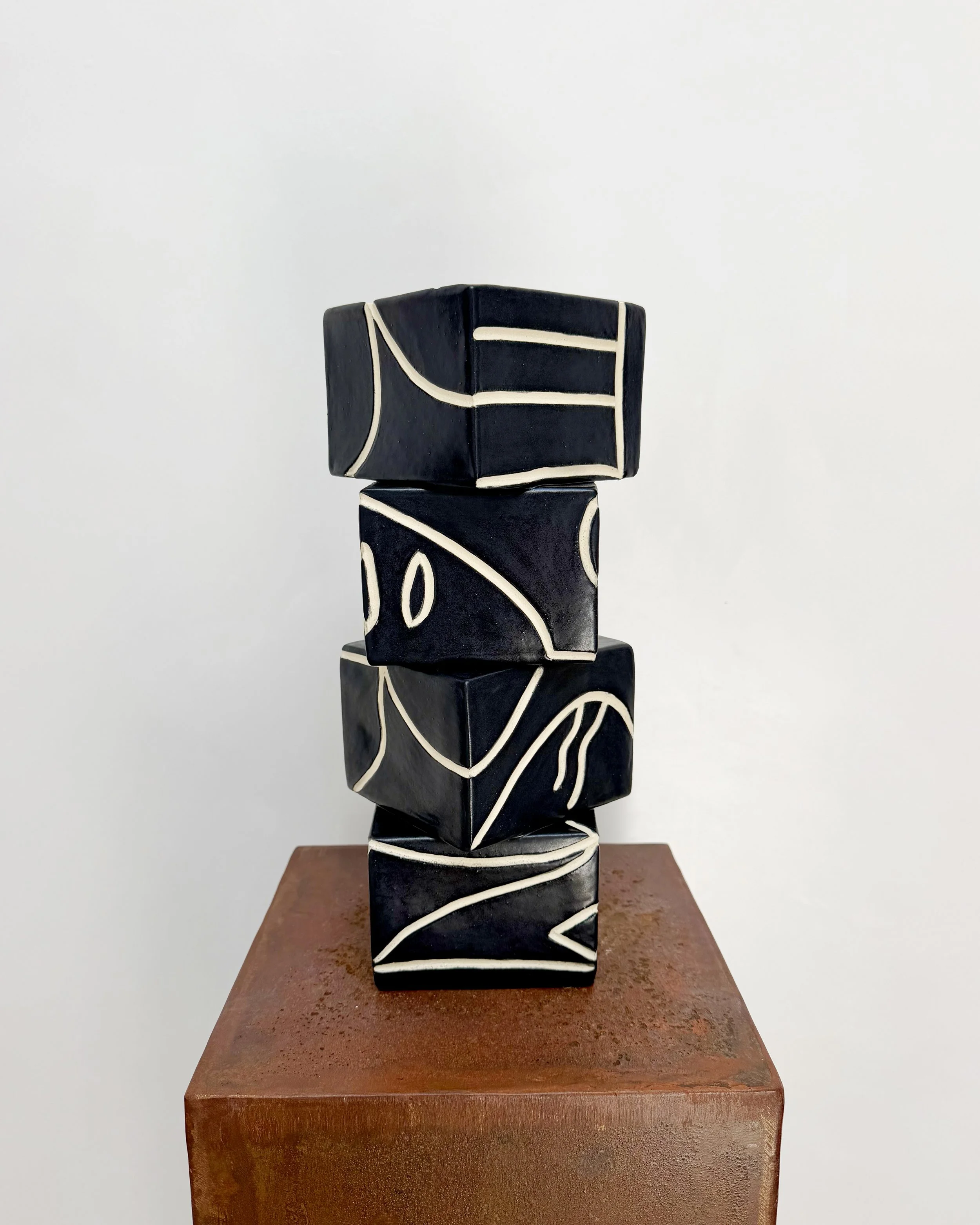 Black on White, Carved , 13.5” x 6”
