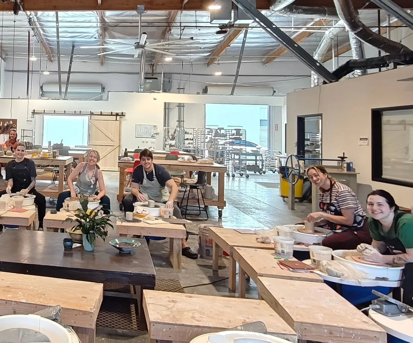 THIS!! 

thursday morning at the studio...more than half our wheels being used by our members...all focused and improving their throwing skills! What a lovely reminder as to why we started this studio!

Guess which one of them told me "not to de