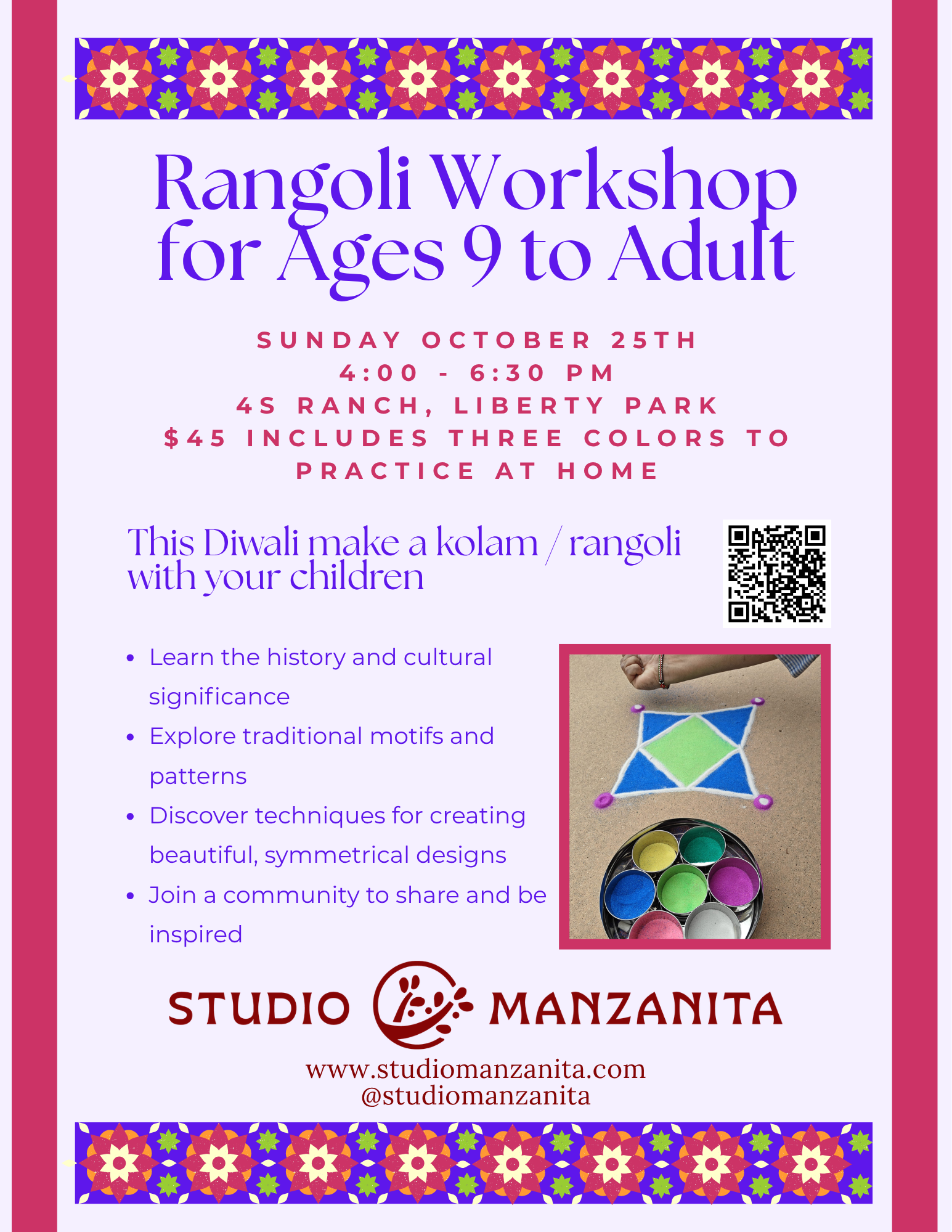 Kolam/Rangoli workshop | Saturday Oct. 24 | 4:00 - 5:30 PM