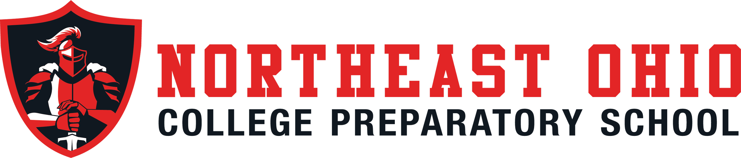 Northeast Ohio College Preparatory School logo featuring a red and black knight.
