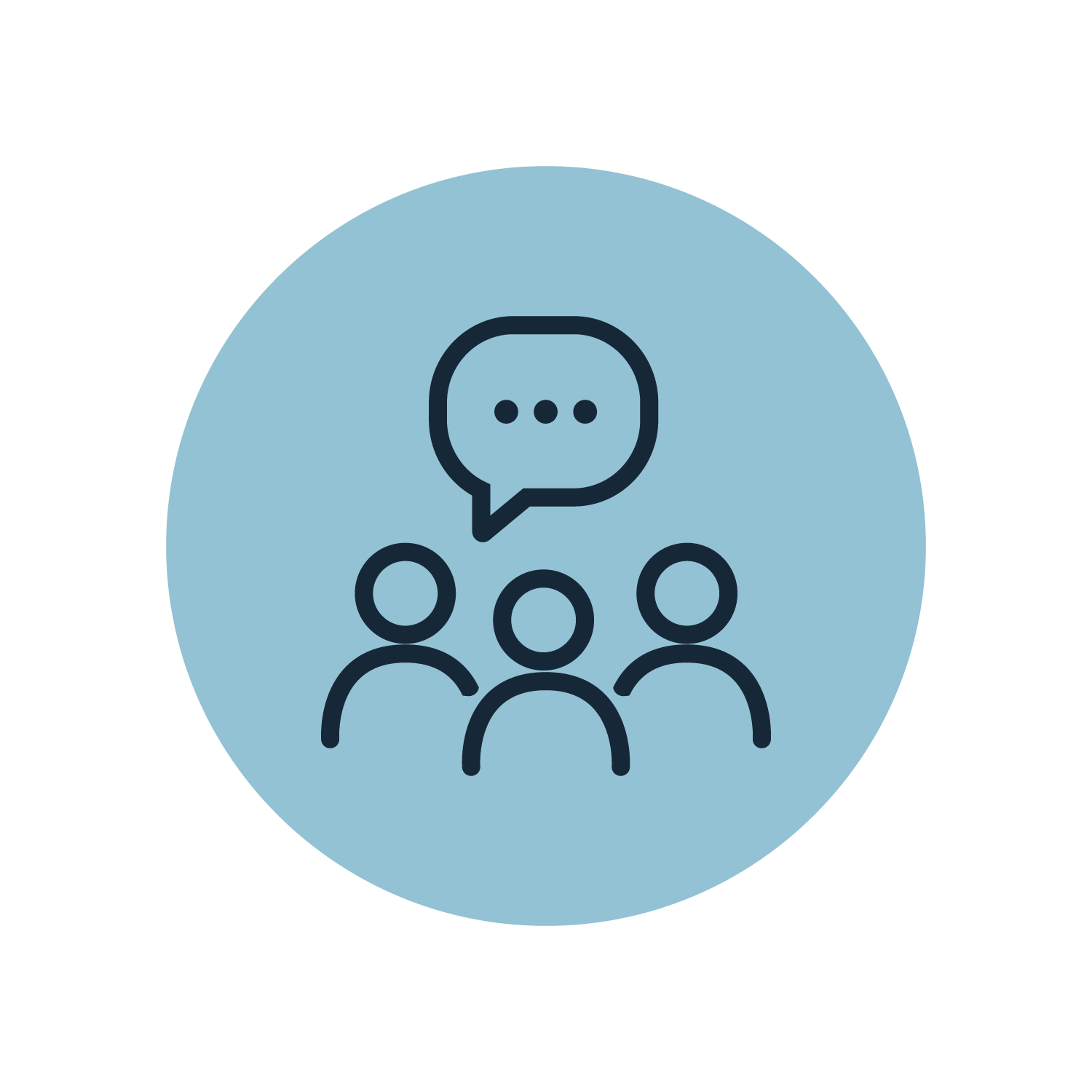 Group with speech bubble icon representing youth discussion and connection.