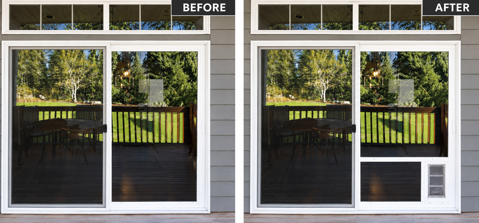 Sliding glass door glass replacement before and after