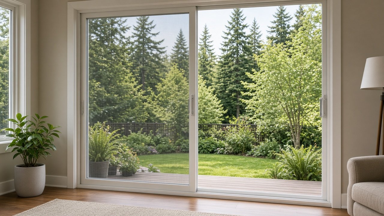 Patio sliding door with new insect screen