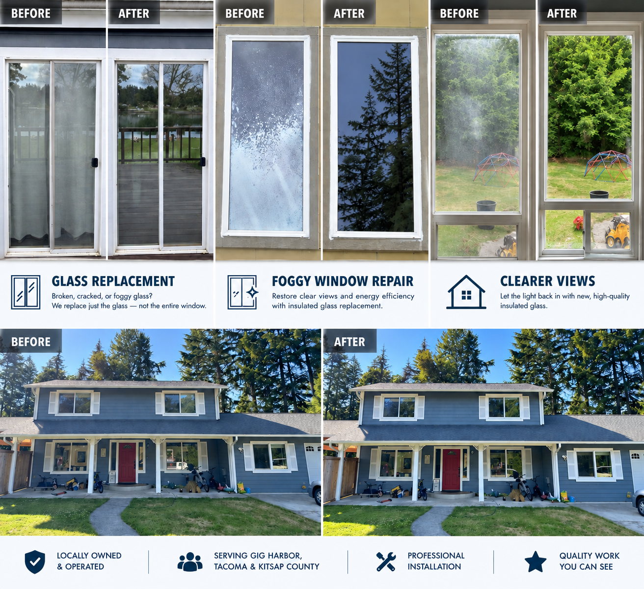 Window glass replacement before and after – replace the glass, not the window
