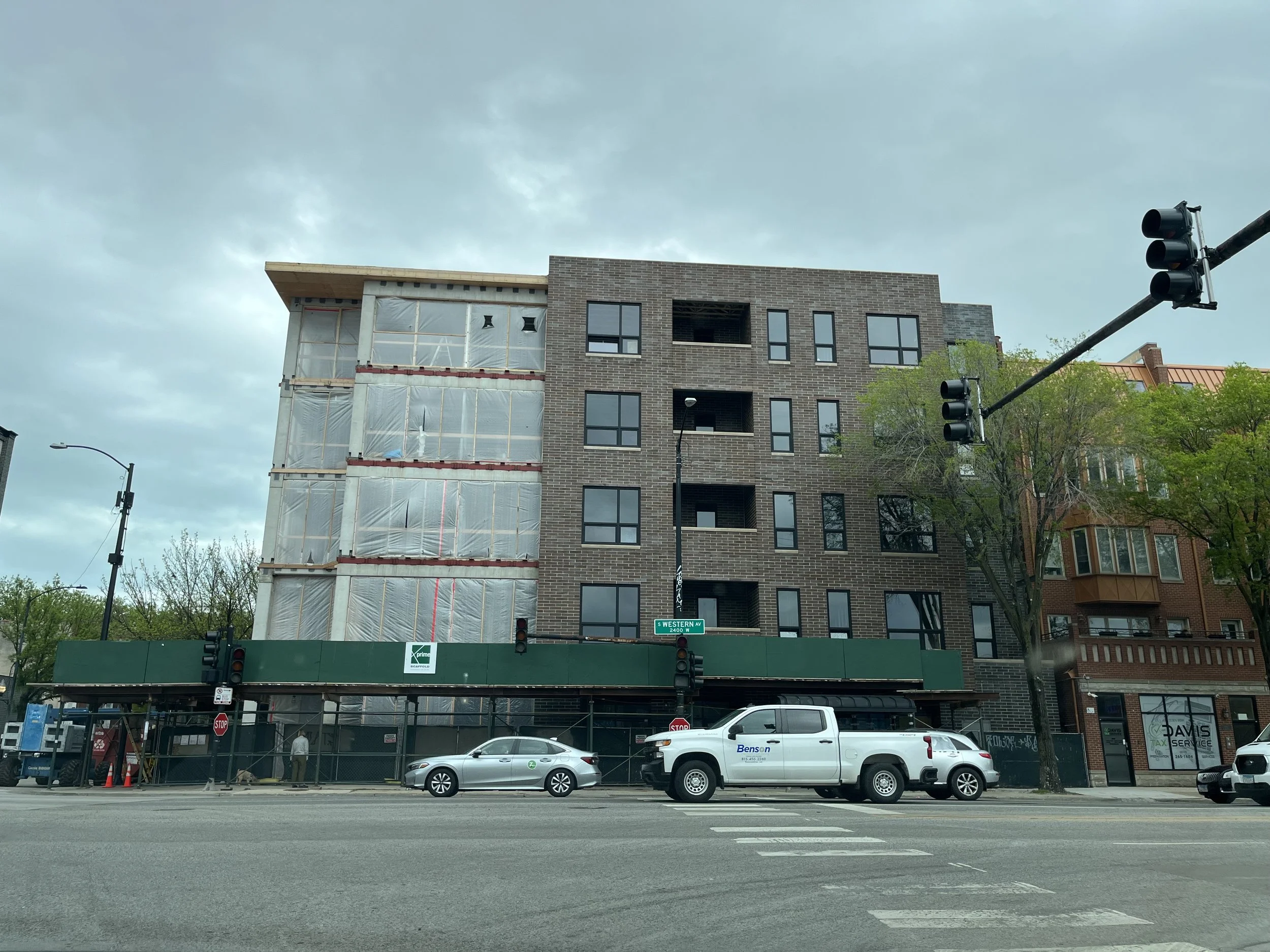 Brick apartment building under construction