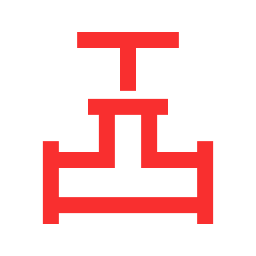 A stylized red Chinese character on a black background.