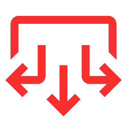 Emergency exit sign with arrows pointing in four directions.