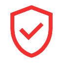 A red shield with a checkmark inside