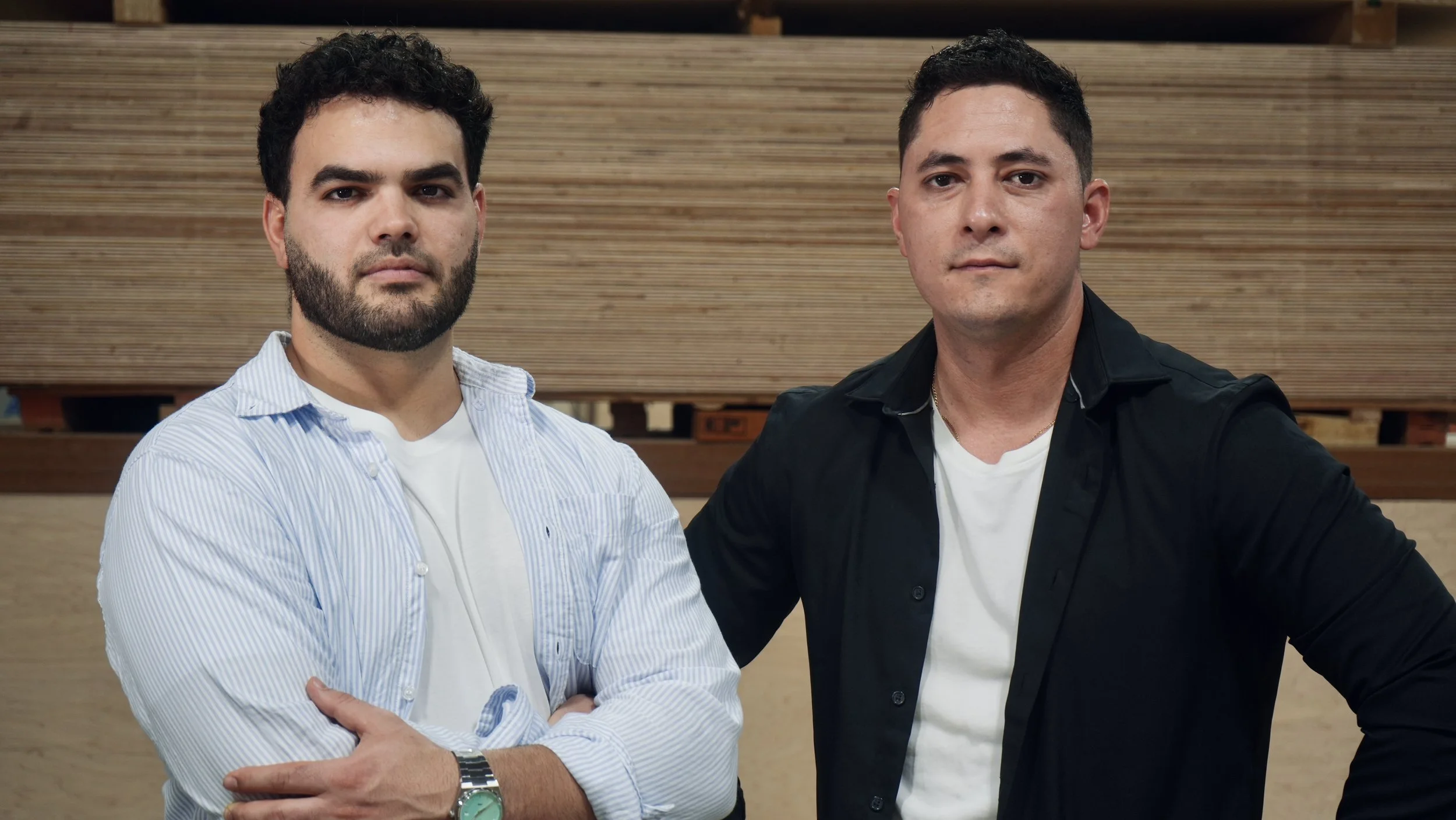 Harwood co-founders Anthony Cabrera and Handry Alcolea in the workshop
