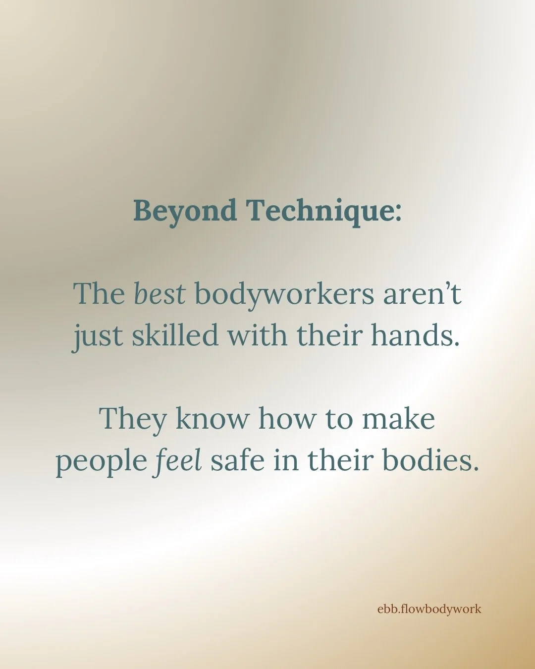Download my FREE guide 💫 LINK IN BIO

Beyond Technique: Foundations of Attuned Touch&trade;

This guide was written for bodyworkers, practitioners, caregivers, and anyone wanting to deepen the way they connect through touch, presence, and relational