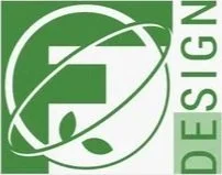 Green medical symbol with a cross and a person icon, and the text 'Design'