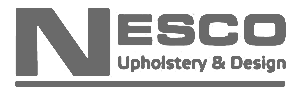 Esco logo with company name 'Upholstery & Design' beneath it