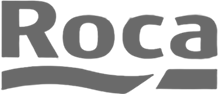 Text that says 'Roca' in bold black letters with a wavy line underneath
