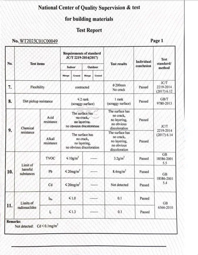 Material test report, page 1