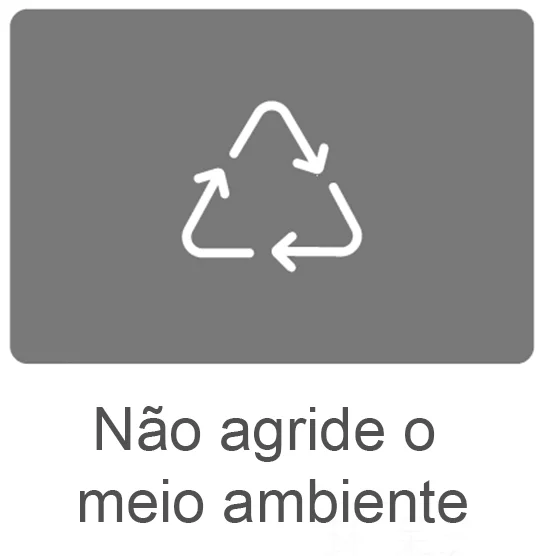 Símbolo de reciclagem com o texto 'Não agride o meio ambiente'