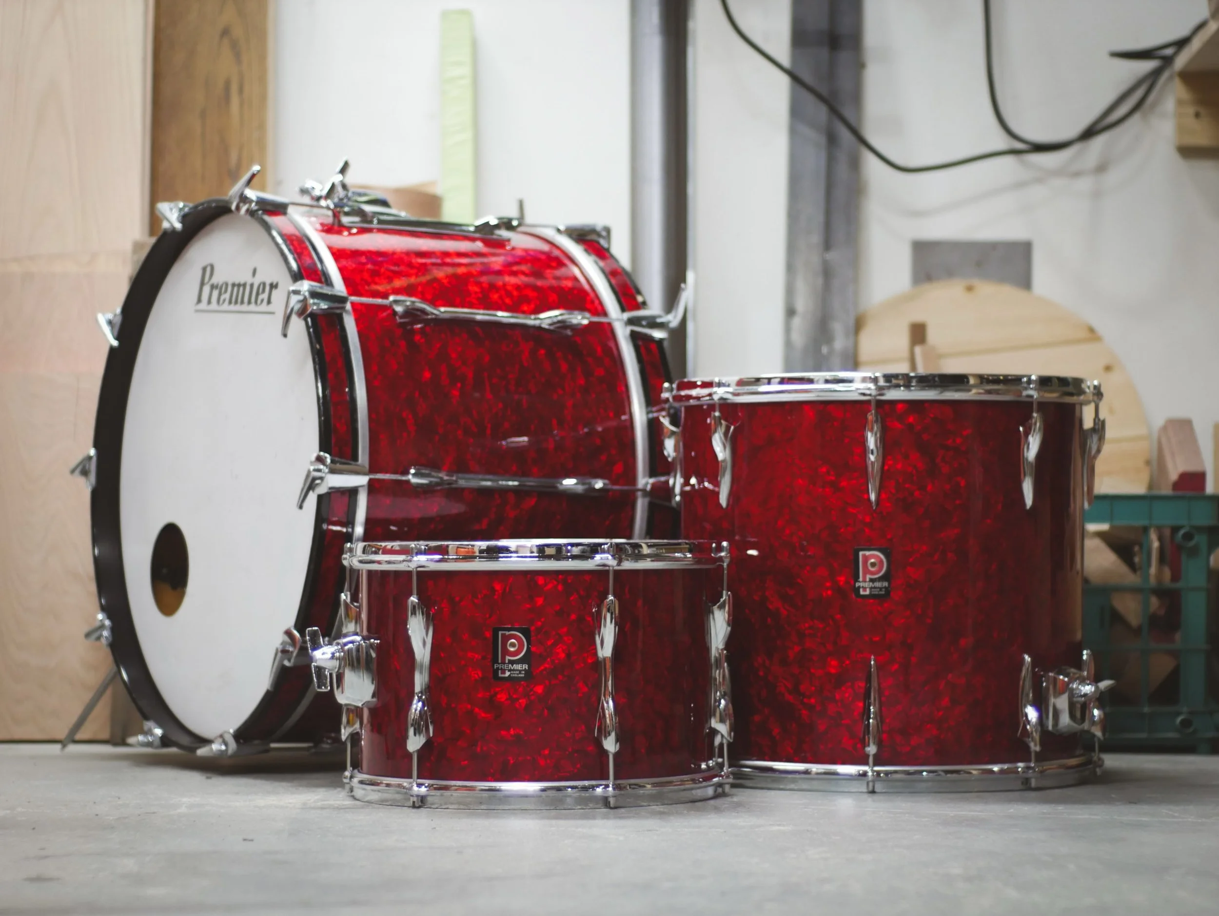 Premier&rsquo;s came in for local legend @andersunoerickson of @atticariots 

These drums got leveled and recut edges, all wrap seams were cleaned and restructured. All hardware and wrap were cleaned and polished. 

I also fabricated some new 3/8&rdq