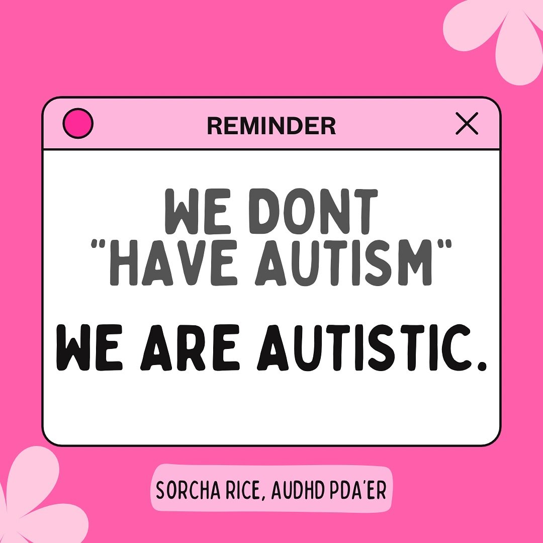 ✨Language matters.✨

We don&rsquo;t &ldquo;have&rdquo; autism. It&rsquo;s not something separate from who we are. Autism shapes how we think, feel, communicate, and experience the world. It&rsquo;s an identity, not an illness to be detached from.

Sa