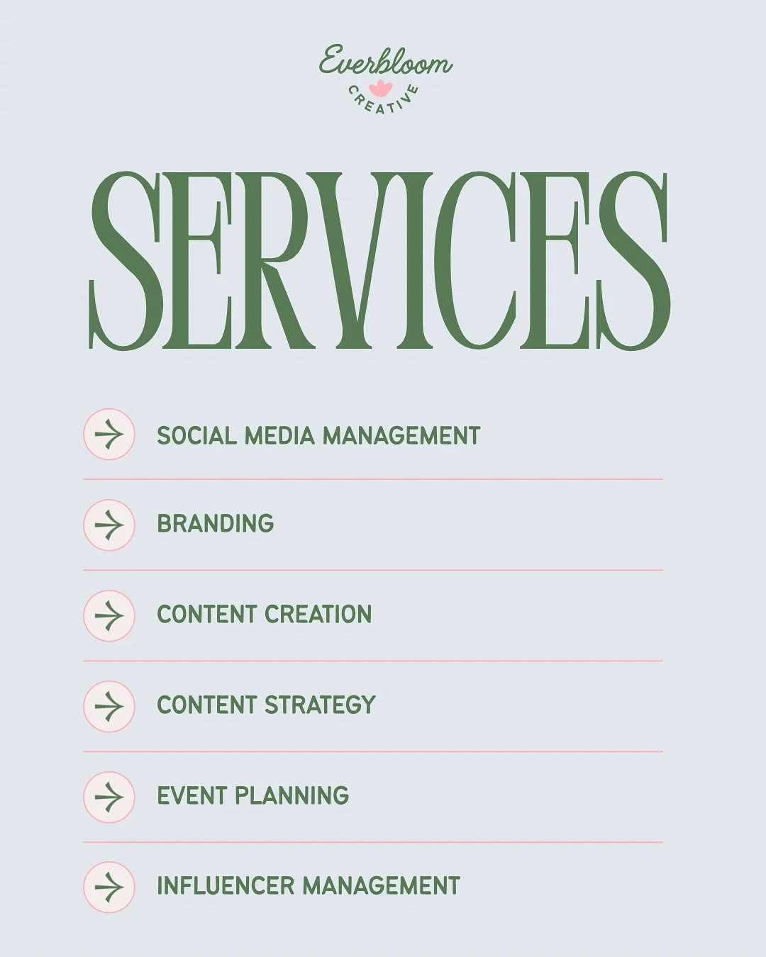 At Everbloom Creative, we help your business grow with purpose. Swipe to learn what we offer, we&rsquo;ve got the tools and strategies to help your business thrive! 

Think of us as your partner in making your story is effectively communicated and st