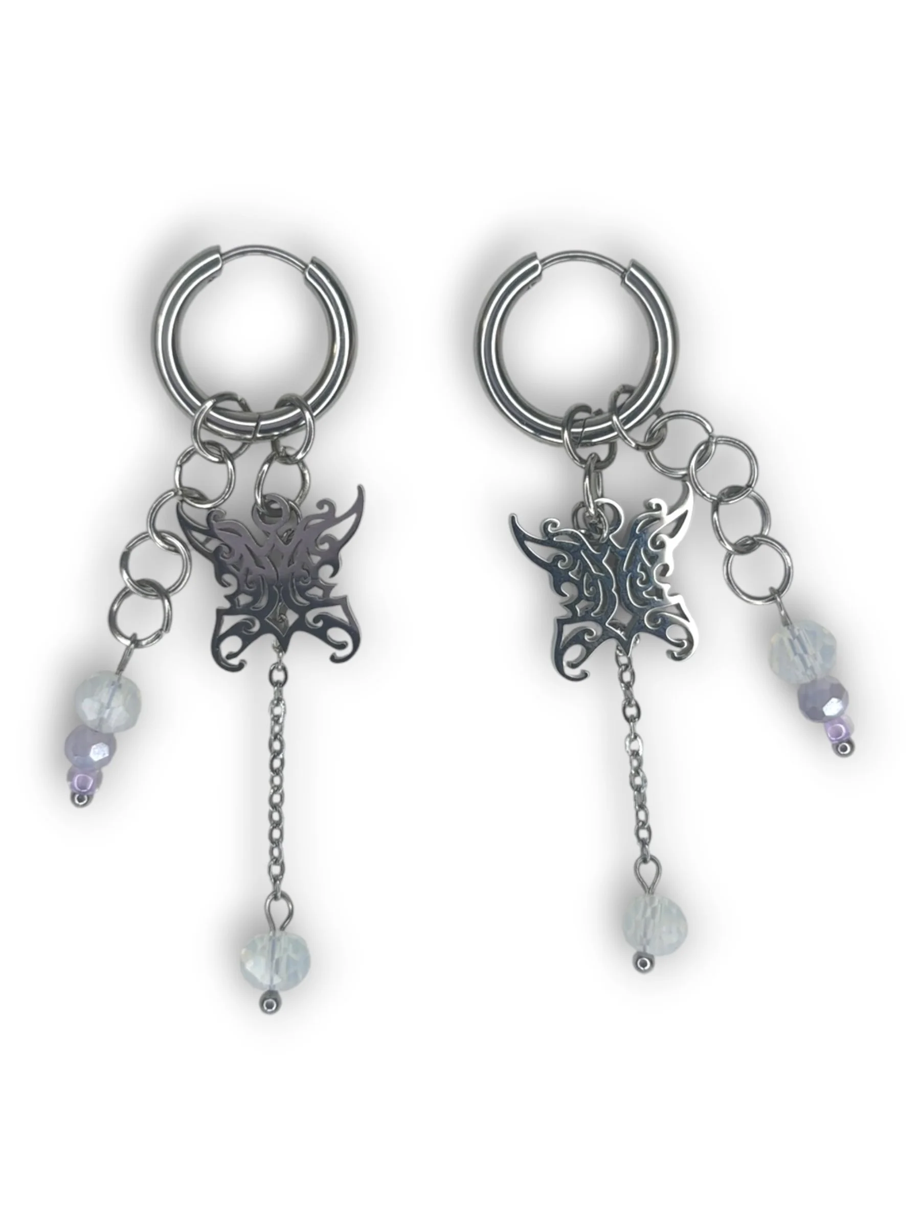 Twilight Purple Small Hoop Dangle Earring in Silver