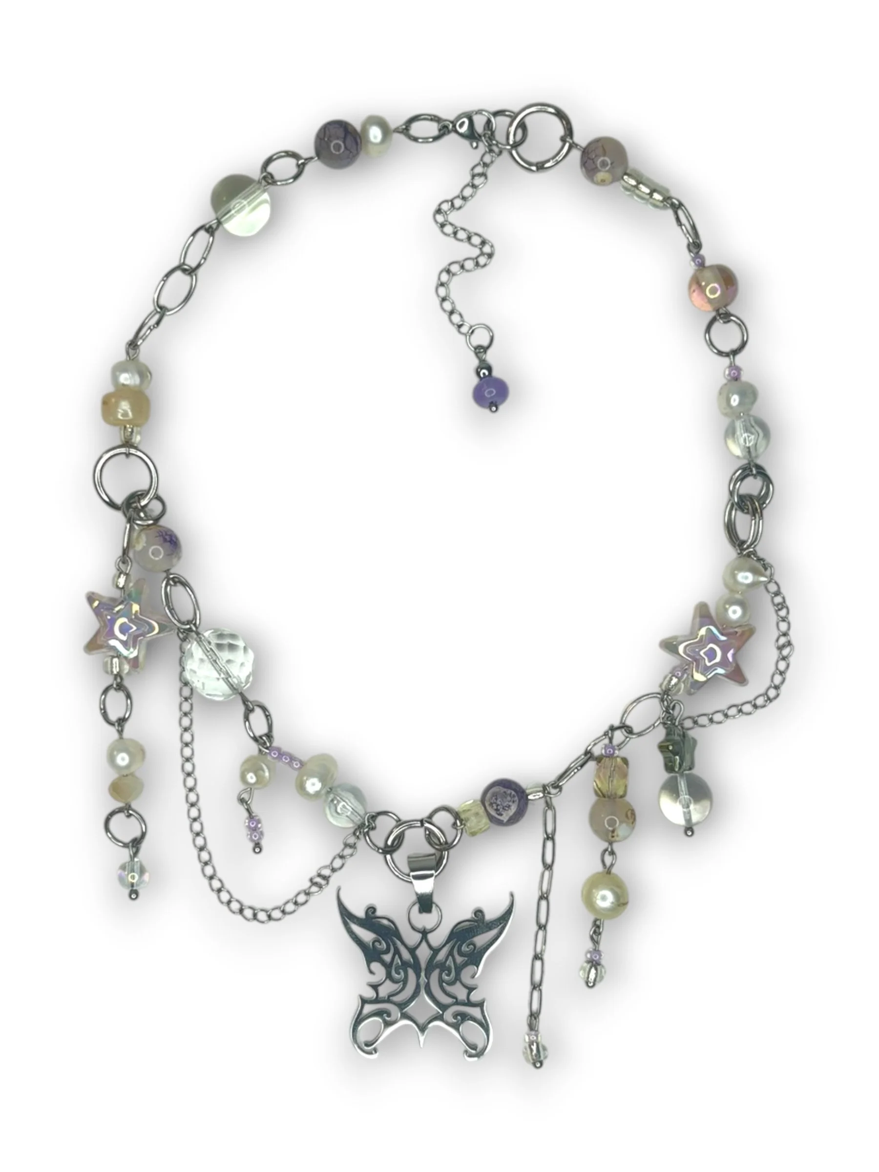Twilight Purple Dangle Necklace in Silver