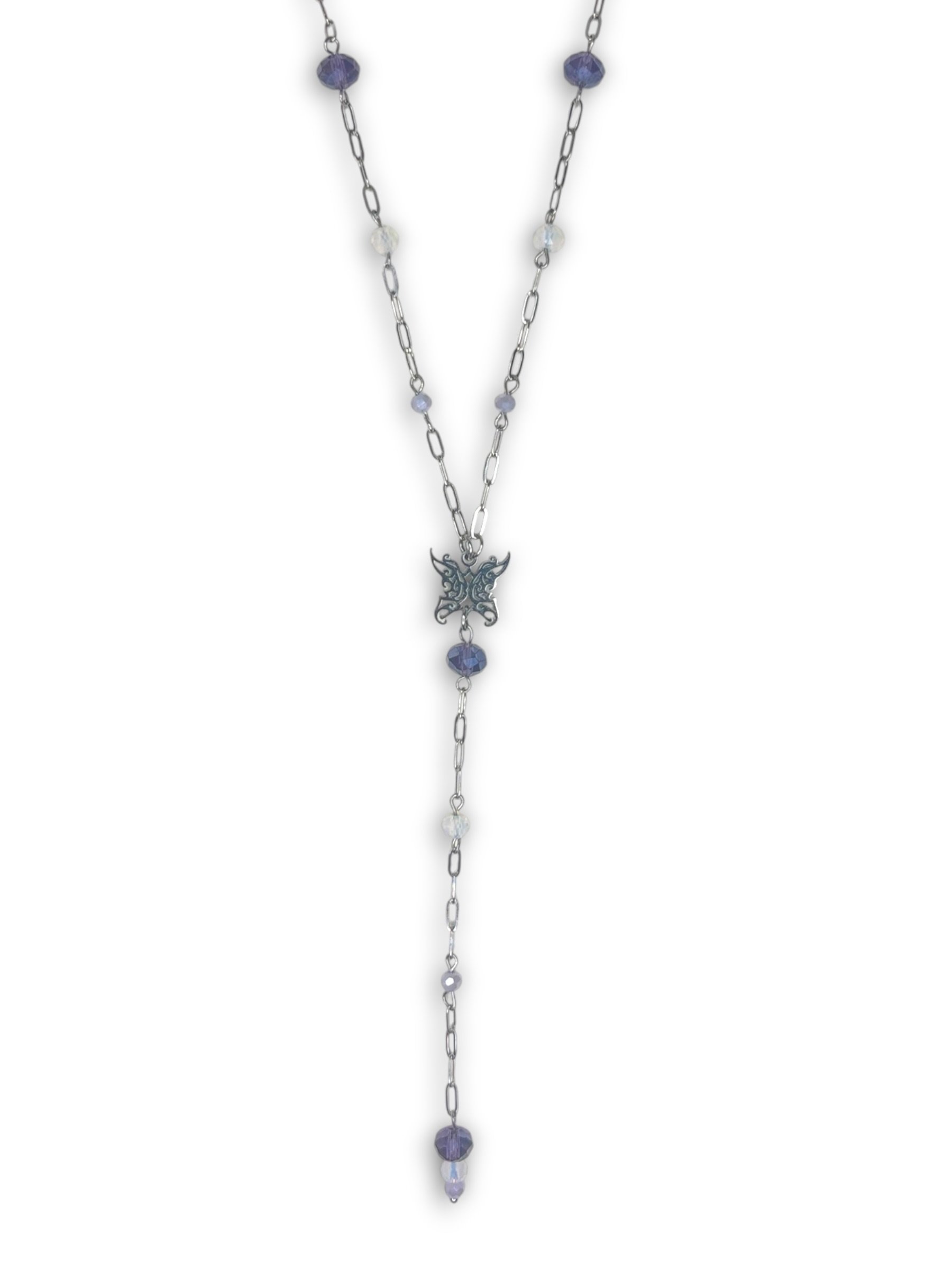Twilight Purple Lariat Necklace in Silver