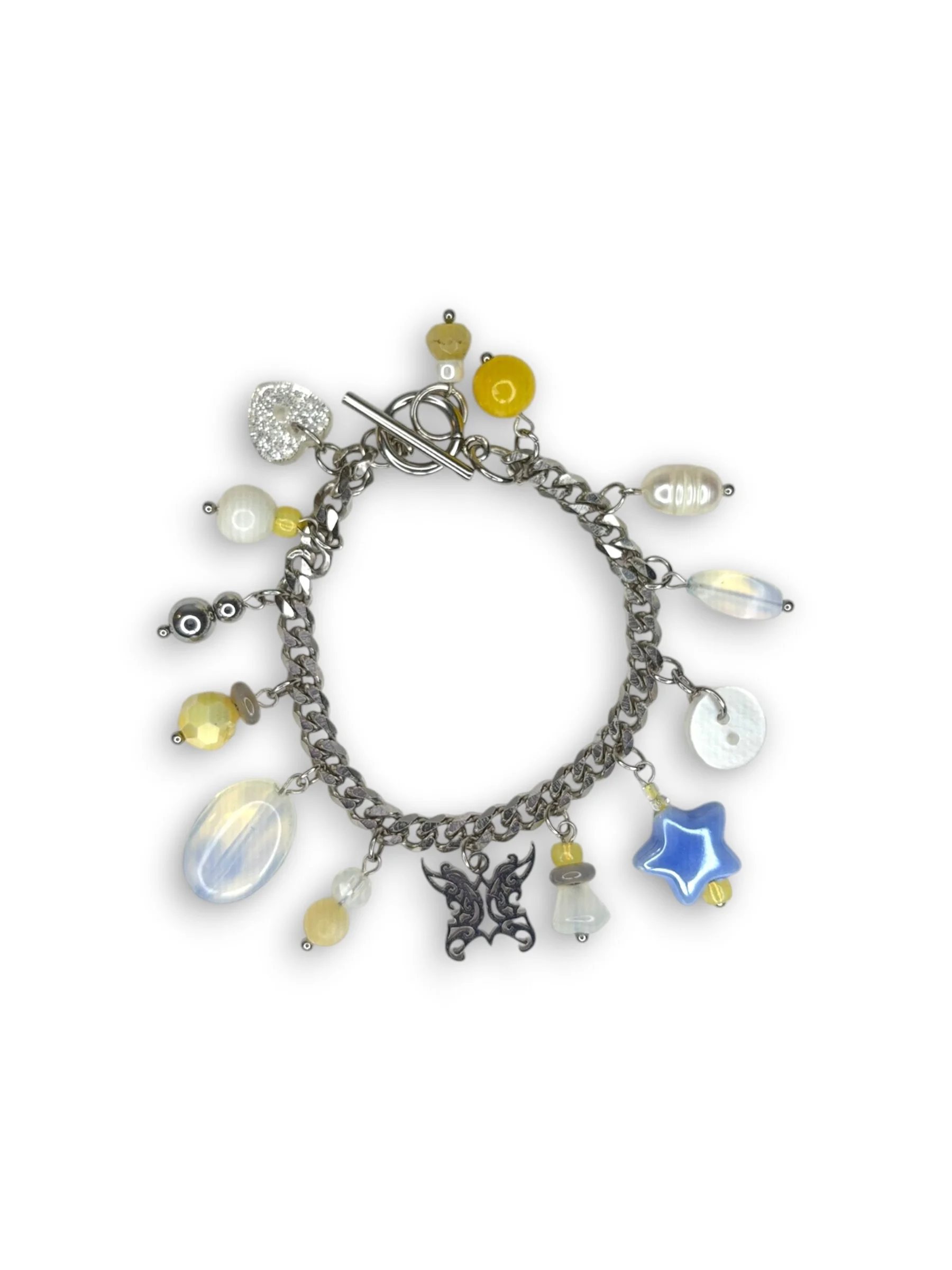 Daylight Yellow Charm Bracelet in Silver